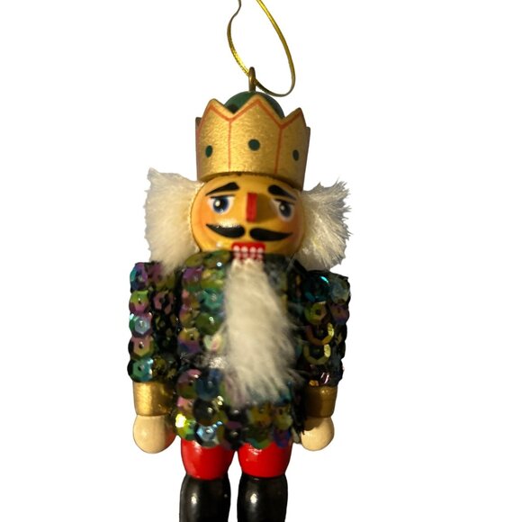 Kurt Adler Sequin Nutcracker Ornament - 5" Tall Colorful Christmas Decoration - Picture 2 of 6